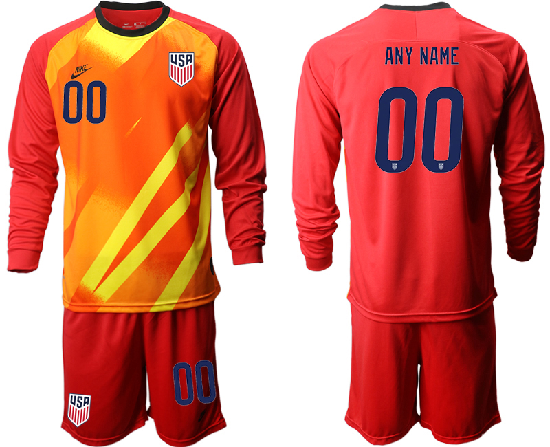 Men 2020-2021 Season National team United States goalkeeper Long sleeve red customized Soccer Jersey1